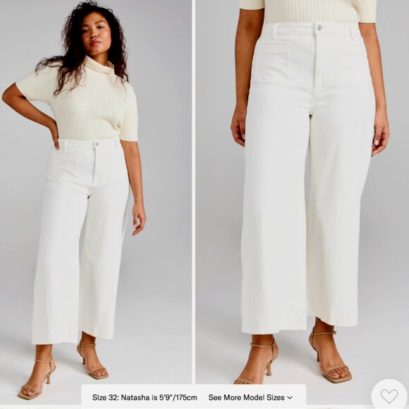 Paige Harper High Waist Wide Flared Leg Ankle Vintage Distressed White Jeans 32W - Picture 1 of 16